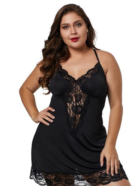 European And American Large Size Lace Transparent Short Skirt Sexy Lingerie