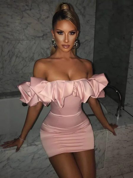 European And American Ruffled Tube Top Dress