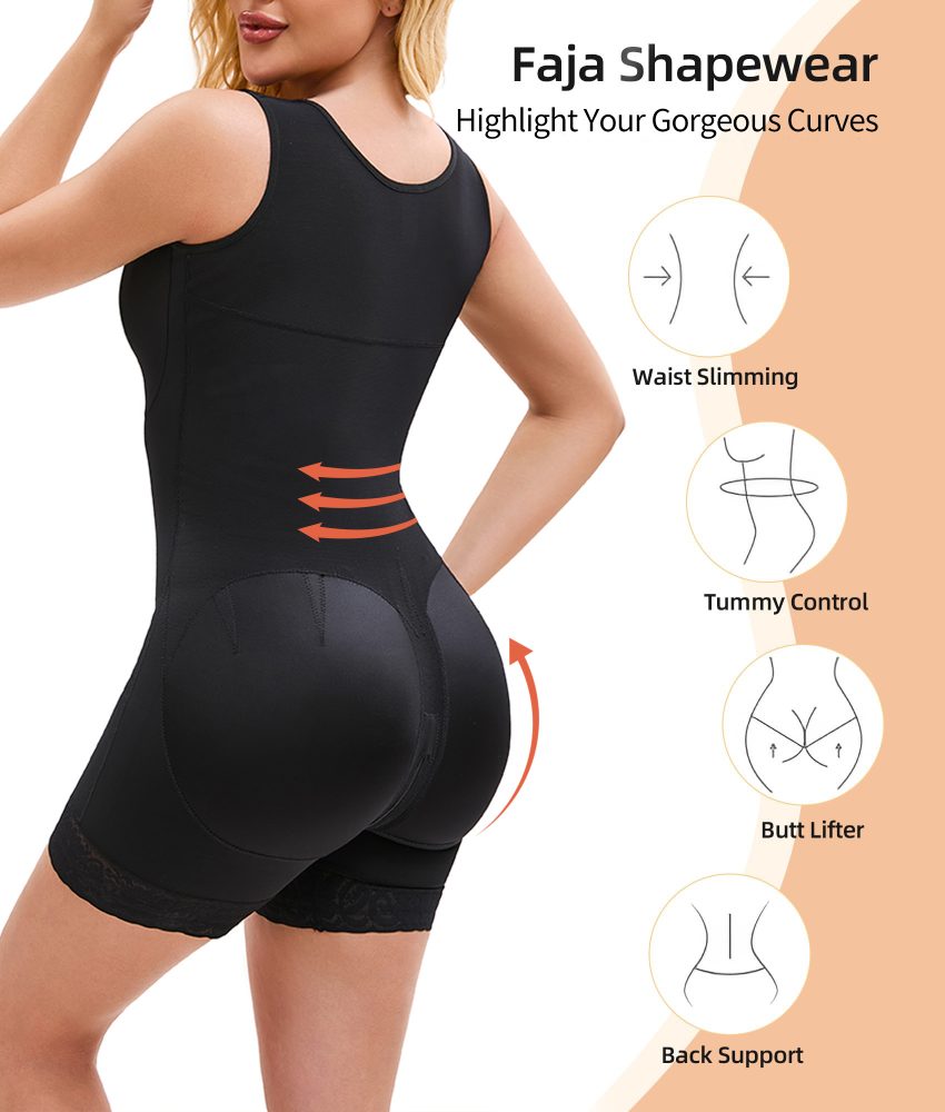 Shapewear Jumpsuit For Women Tummy Control Post Surgery Full Body Shaper Butt Lifter With Zipper Crotch