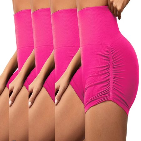 4 PCS Sexy Solid Color Women Fitness Sport Short