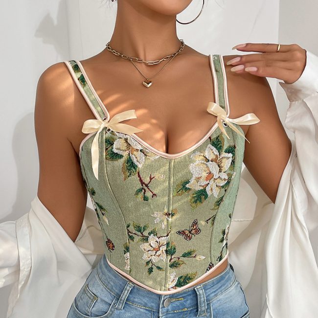 European American And French Style Floral Vintage Vest