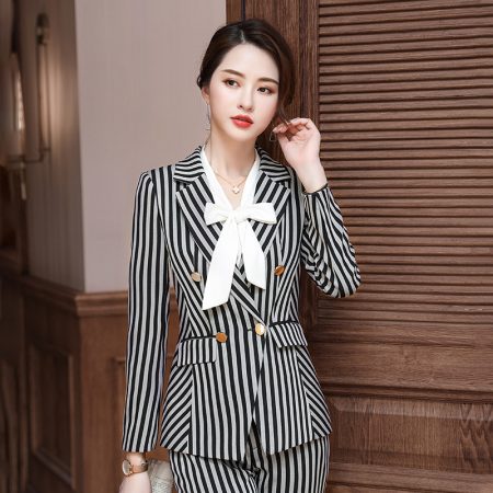 Small Suit Net Red Two-piece Vertical Stripe Overalls