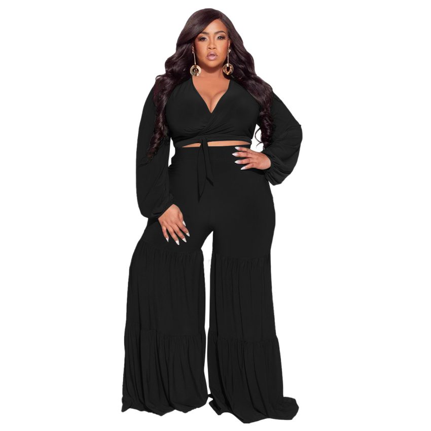 Long Sleeve Stitching Straight-leg Pants Casual Suit