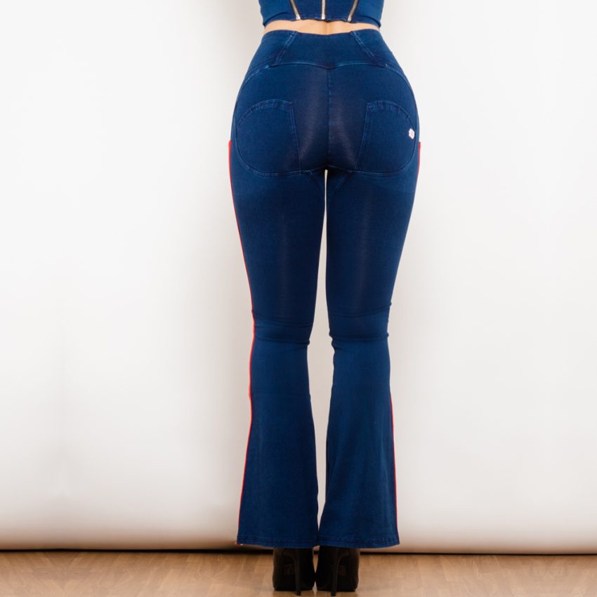 Shascullfites Melody Jeans Push Up Effect Skinny Jeans Sexy Lift Striped Flare Jeans Women's Denim Pants