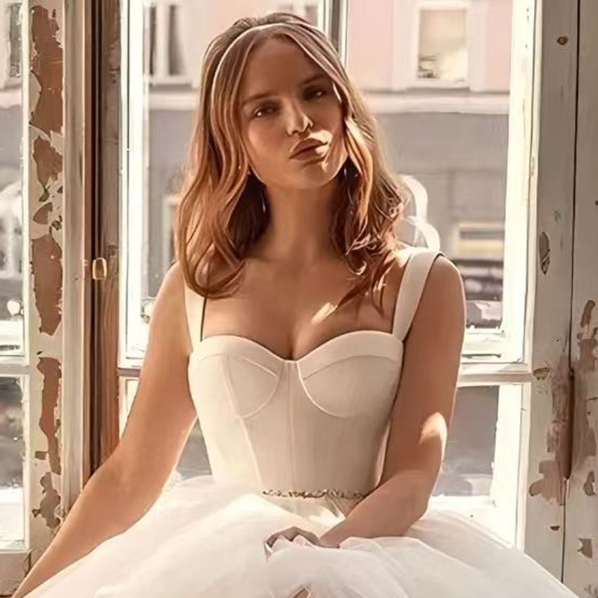 Strap Wedding Dress Engagement License Simple French Slimming Dress