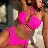 New Bikini Split Women's Swimsuit Solid Color Lace-up Sexy