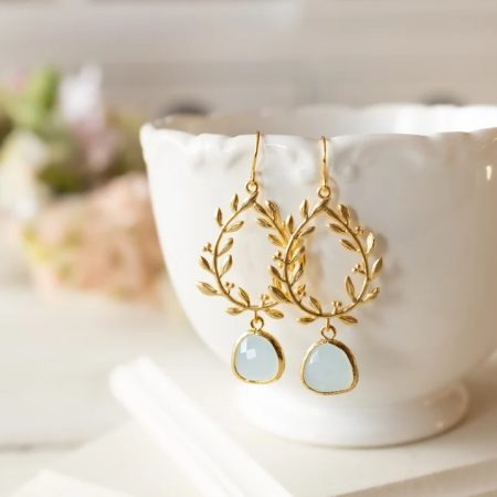 Irregular Temperament Emerald Wheat Ear Earrings