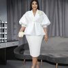 Solid Color Lantern Sleeve Suit