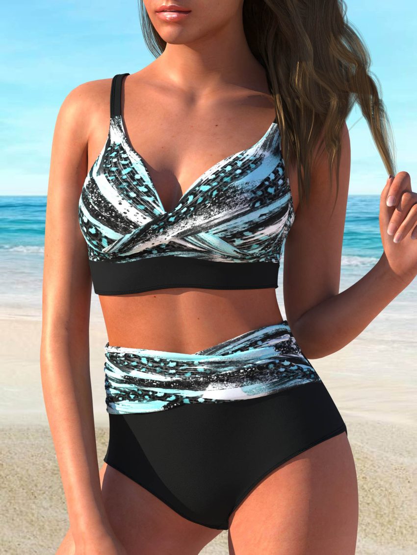 Cross High Waist Split Bikini Sexy Swimsuit Women