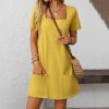 Fashion Short Skirt Pocket Casual Dress