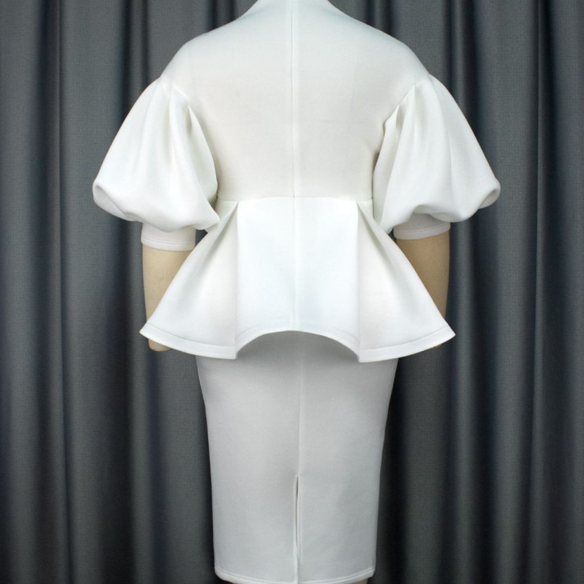 Solid Color Lantern Sleeve Suit