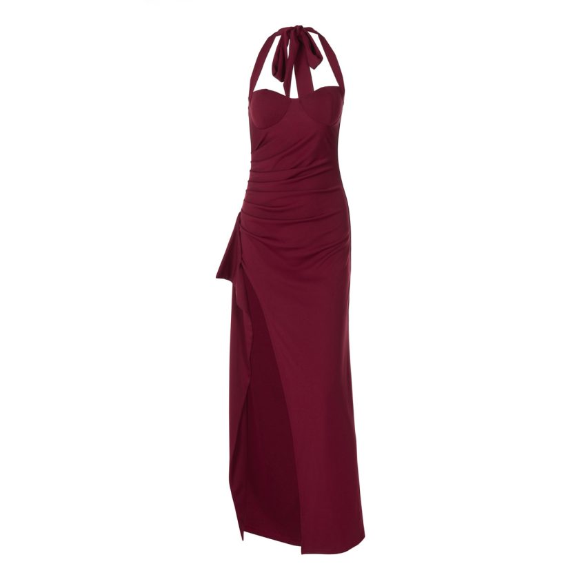 European And American Sexy Sling Dress Female Temperament Waist-controlled Slim And Tall Looking Split