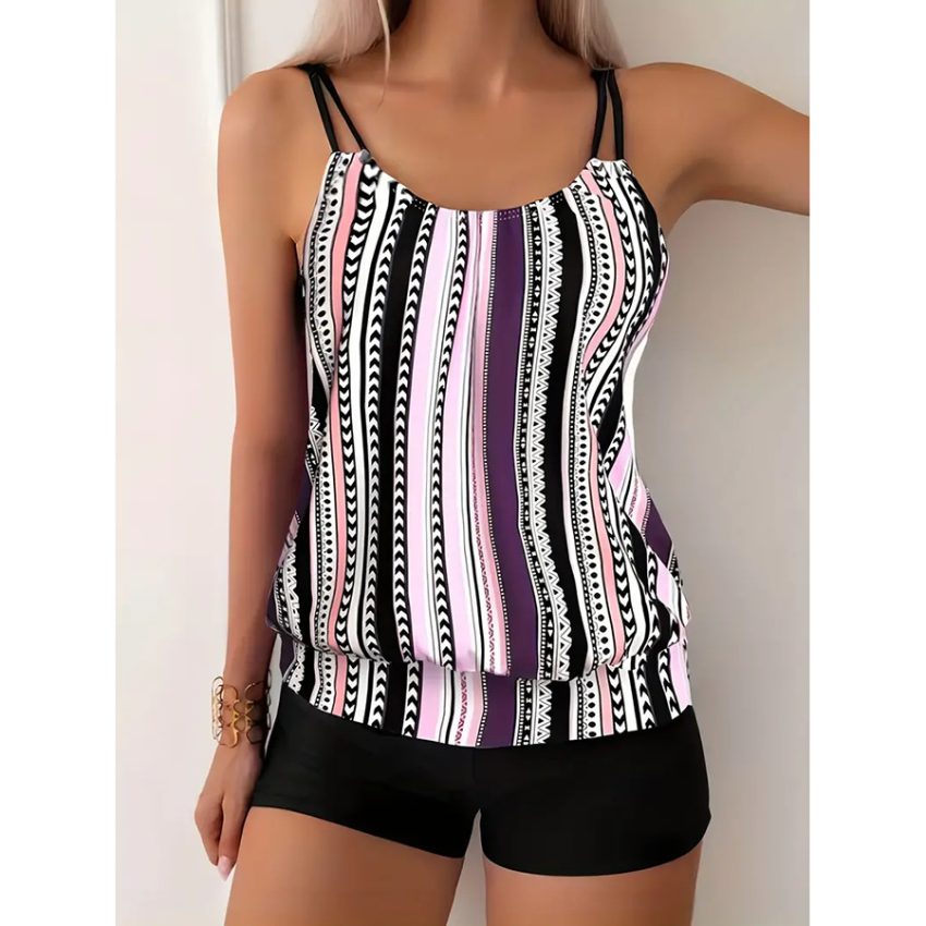 Plus Size Geometric Printing High Waist Boxers