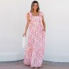 Women's Casual All-match Floral High Waist Square Collar Dress