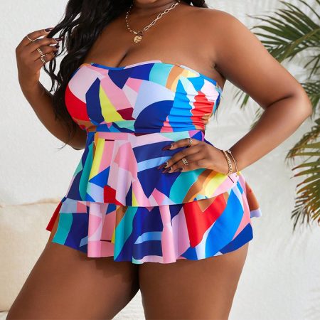 New Printed Tube Top Plus Size Swimsuit For Women
