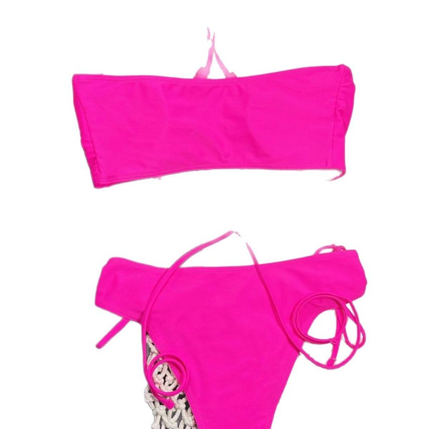 New Bikini Split Women's Swimsuit Solid Color Lace-up Sexy