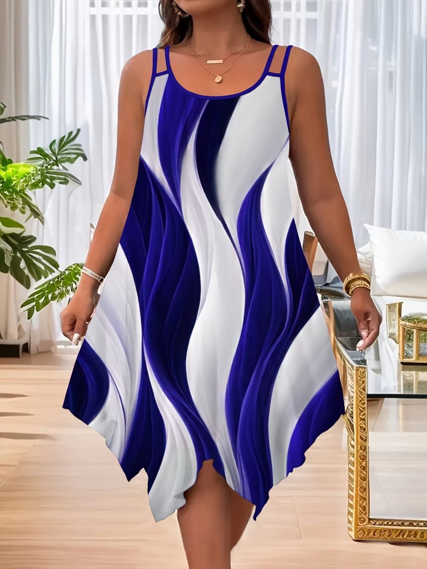 Fashion Double-shoulder Strap Printed Women's Dress