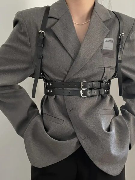 Double Layer Buckle Fashion All-match Casual PU Leather Strap Belt Women