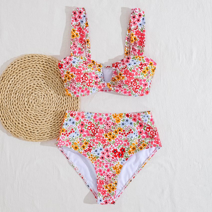 New Printed Push-up High Waist Split Bikini Swimsuit