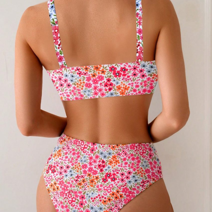 New Printed Push-up High Waist Split Bikini Swimsuit