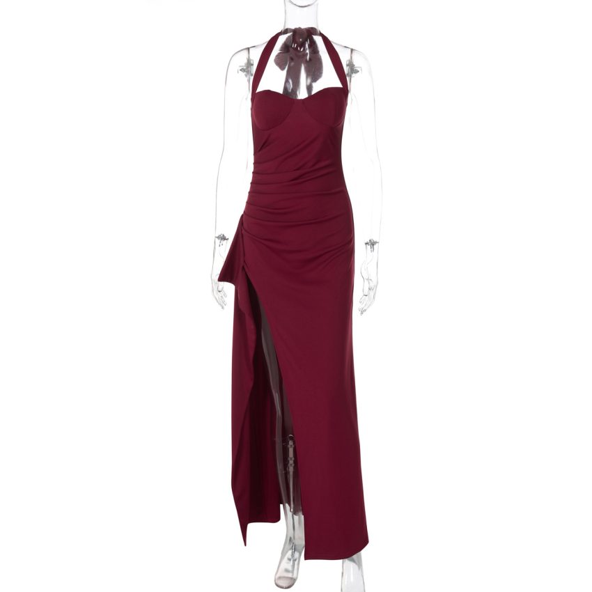 European And American Sexy Sling Dress Female Temperament Waist-controlled Slim And Tall Looking Split