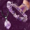 Natural Stone Amethyst Crystal Bud Irregular Rough Stone Necklace