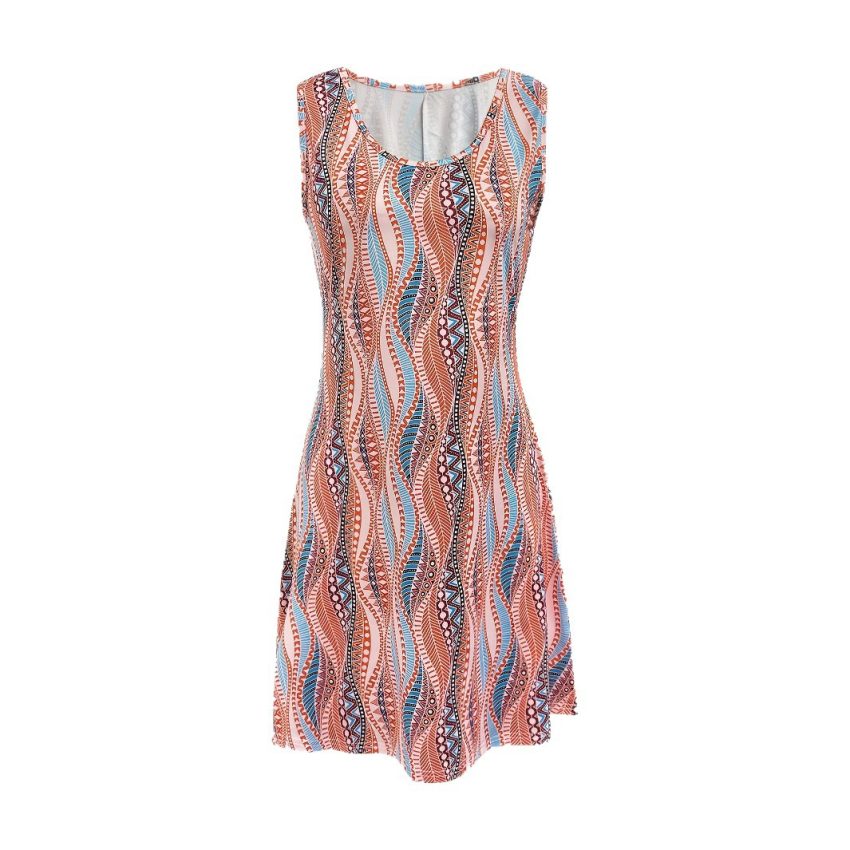 Women's 3D Digital Printing Sleeveless Round Neck Loose Dress