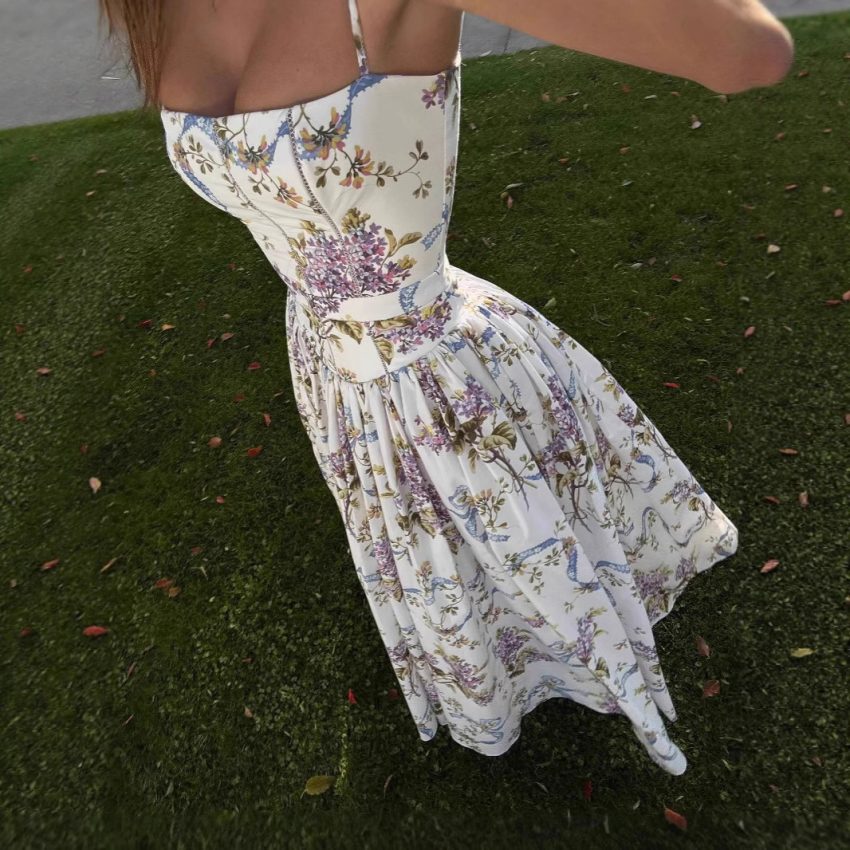 Women's Sling Floral Tight Waist Dress