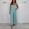 Solid Color Casual Sling Wide Leg Jumpsuit