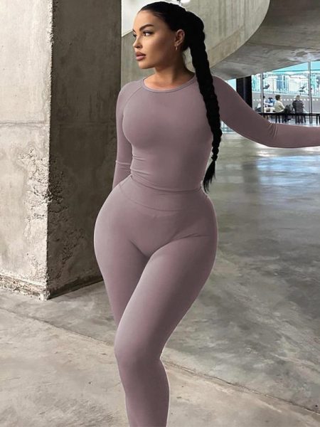 Fashion Long Sleeve Top Slim Fit Sports Suit