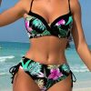 Trendy Printed Halter Spaghetti Straps Sexy Bikini