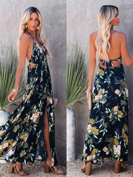 Suspender Dress Sexy Backless Large Swing Dress