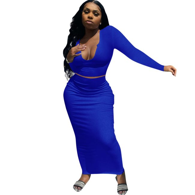 Women's European And American Solid Color V-neck Suit