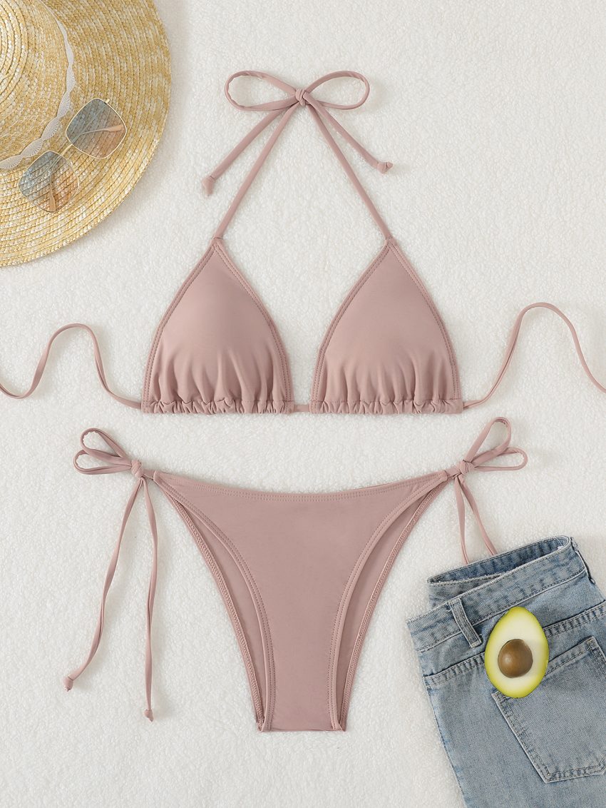 Sexy Hot Girl Halter Bikini Split Swimsuit