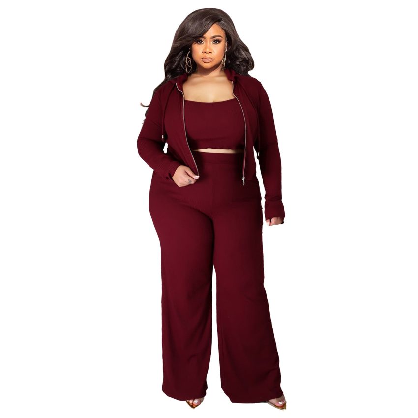 European And American High Elastic Sunken Stripe Three-piece Set Suit