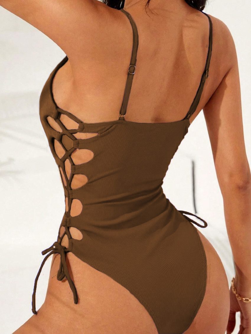 Leopard Print Snake Print Swimsuit Backless Flab Hiding Women
