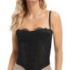 Lace Bustier Corset Tops For Women Going Out Mesh Overbust Adjustable Strap Waist Cincher Crop Bustier Party Rave Date Night Outfit Tank Top