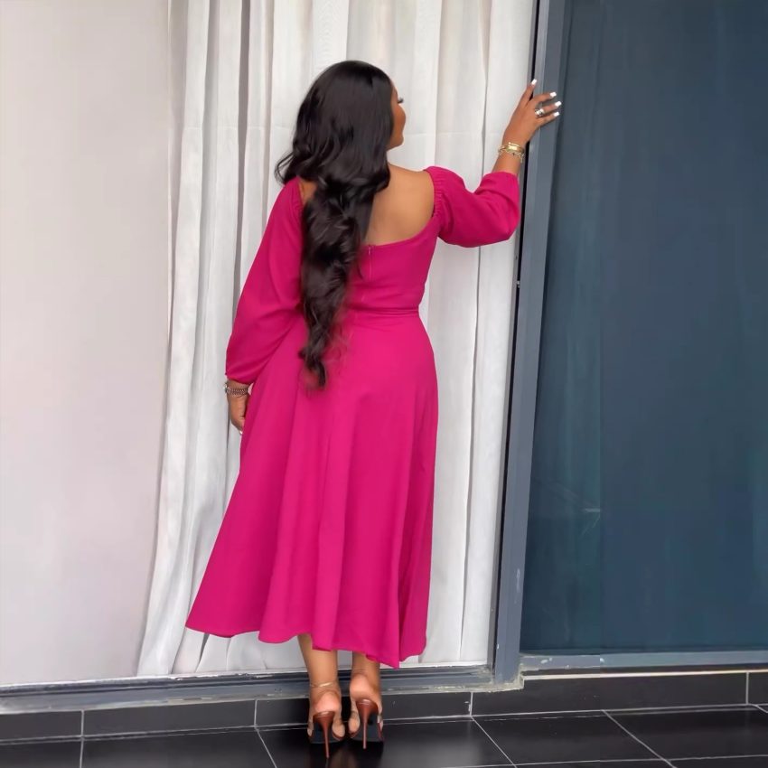 Waist-tight A- Line Hem Dress Women