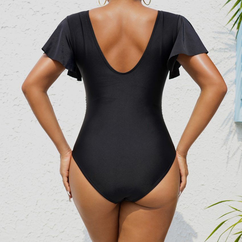 Tight-fitting High Elastic Belly-covering Short Sleeve Swimsuit