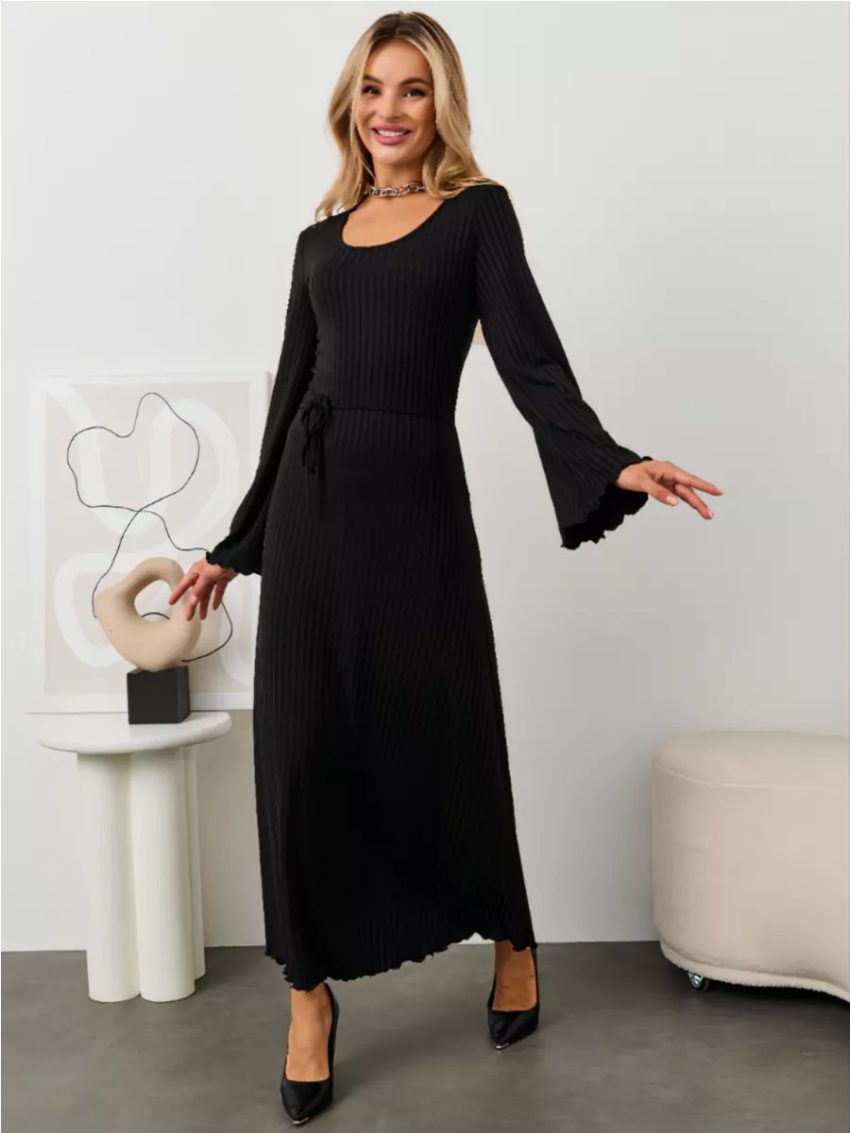 Fashion Statement Lace Up Long Sleeve Dress Women