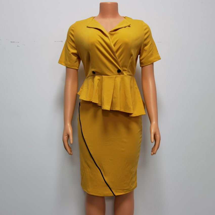 Women's Ruffled Short Sleeves Sexy Sheath Dress