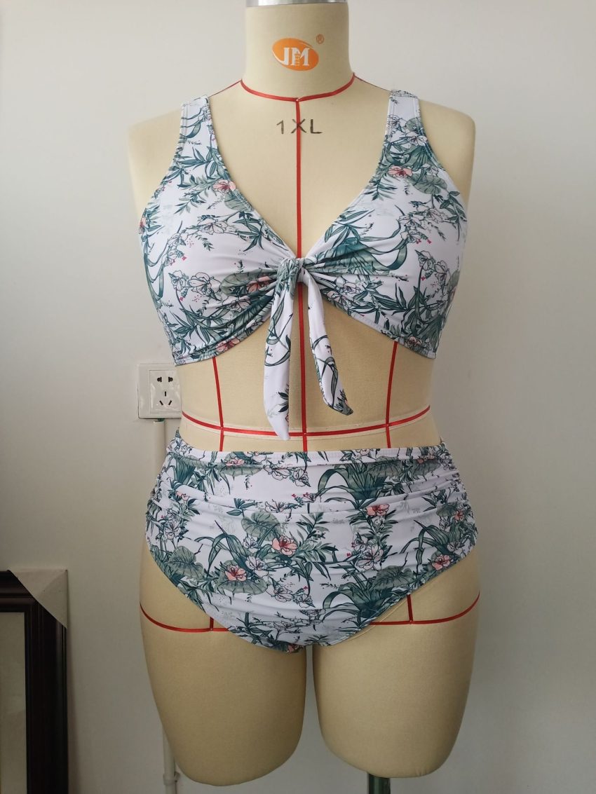 Long Sleeve Split Bikini Two-piece Set Plus Size Swimsuit