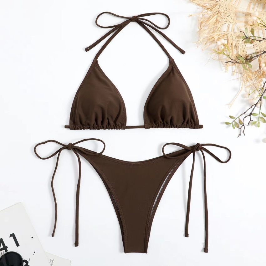 Sexy Hot Girl Halter Bikini Split Swimsuit