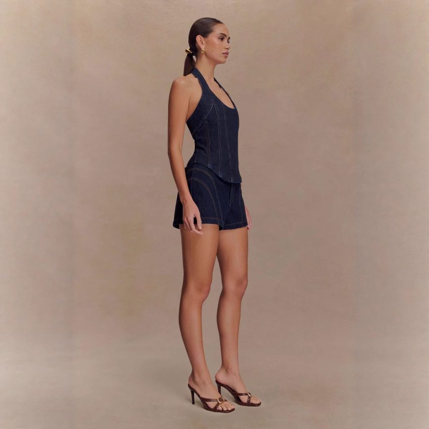 Halter Fashion Denim Suit Shorts