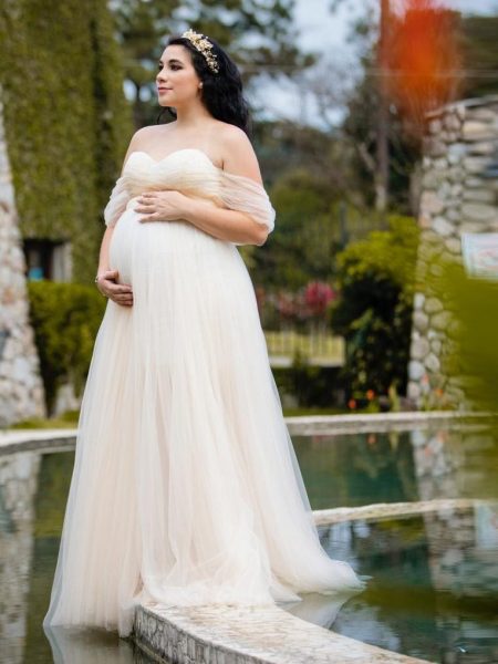 Chiffon Pregnant Floating Tail Floating Sleeve Photography Dress