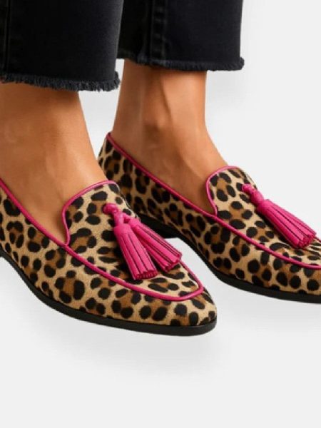 Women's Fashion Personality Tassel Leopard Loafers