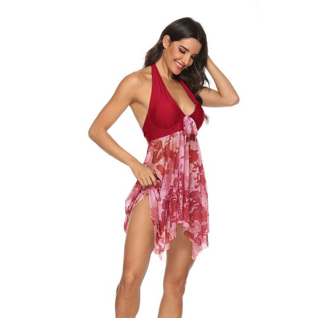 Plus Size Bikini Split Swimsuit Dress Two Piece