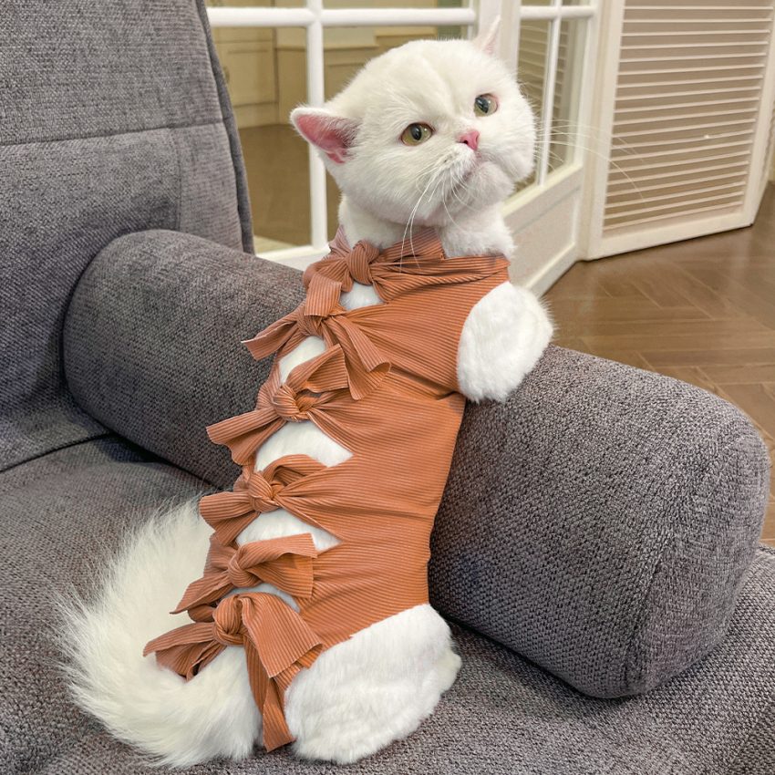 Lace-up Cat Sterilization Clothing Post-operation Polyester