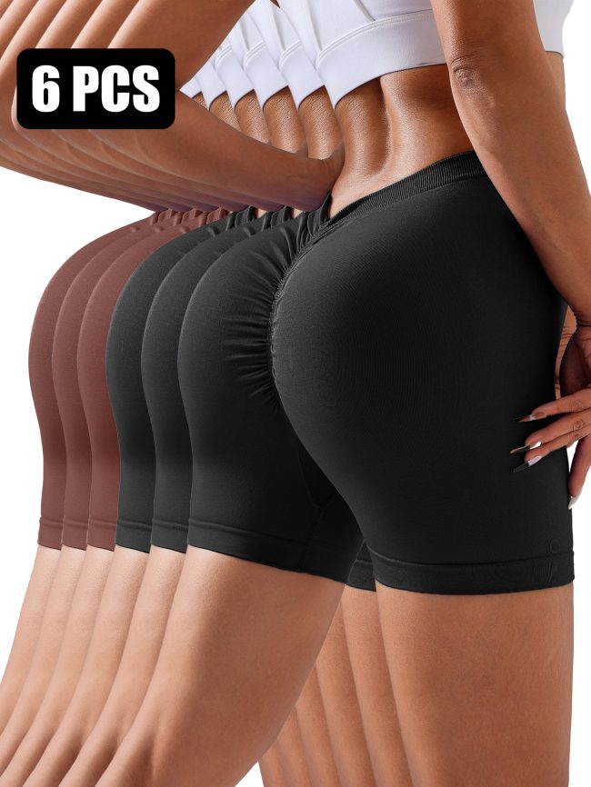 6 Pack Wholesale Solid Color Seamless Back V Shape