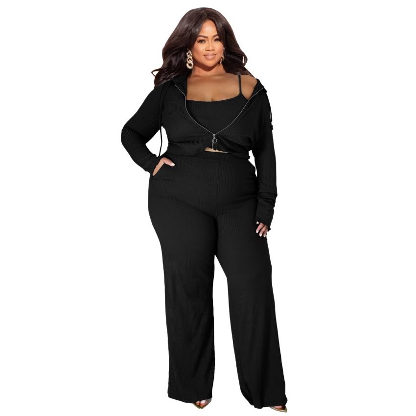 European And American High Elastic Sunken Stripe Three-piece Set Suit